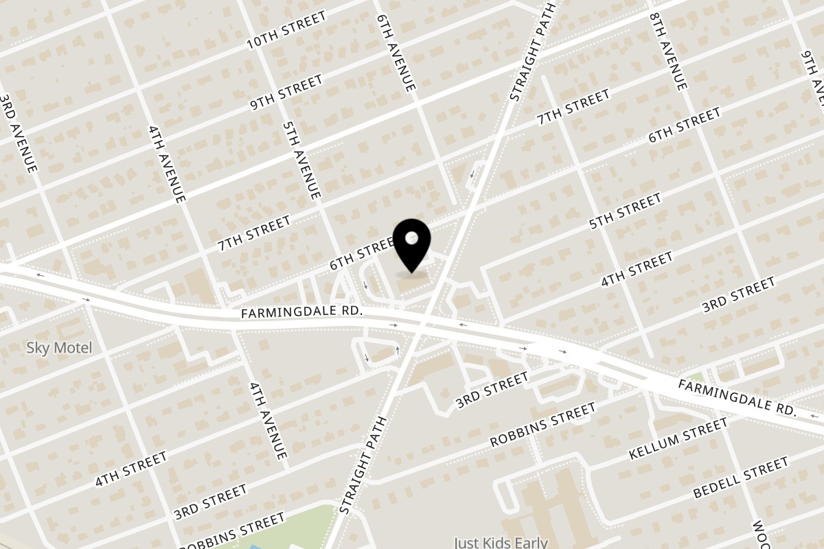 Map showing the location of Bagel & Deli Creations on 669 NY-109 in West Babylon